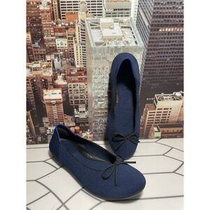 Rothys The Ballet Flat Bow Womens 8.5  Flats Slip On Ballet Shoes Blue